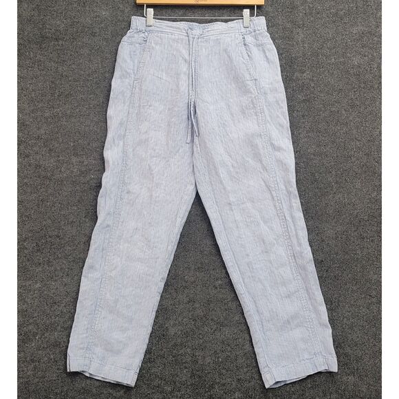 Orvis Pants - ORVIS 100% Linen Pants S Blue and White Striped Drawstring